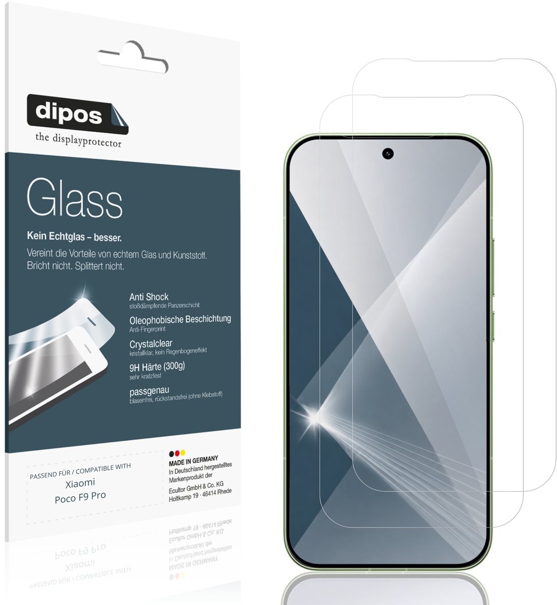 dipos – 2x Pantserfolie geschikt voor Xiaomi Poco F9 Pro | 9H Screenprotector