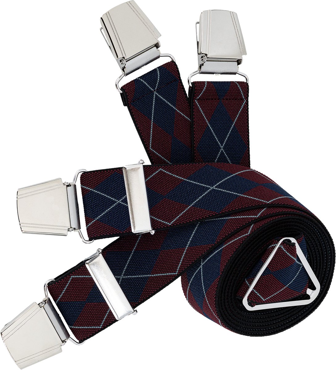 LINDENMANN heren bretels met extra sterke clips X-vorm - rood geruit