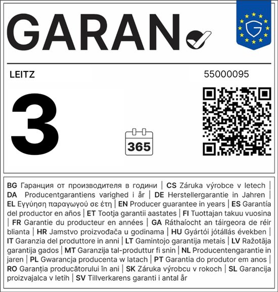 Zwarte Leitz nietmachine met "3" en "365" aanduidingen.