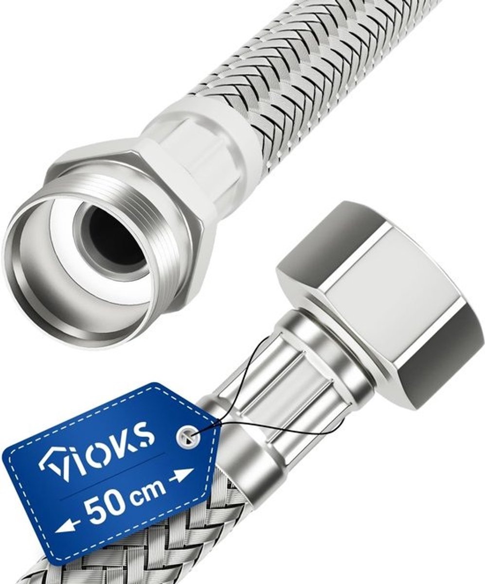 Flexibele slang 3/8 - dankzij wartelmoer en buitendraad - 50 cm - geschikt voor keukenkraan en spoelbak