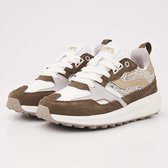 British Knights - Veli Dames sneakers laag - Maat 36 - Taupe - Wit - Gebroken Wit - Vrouwen schoenen - Suede