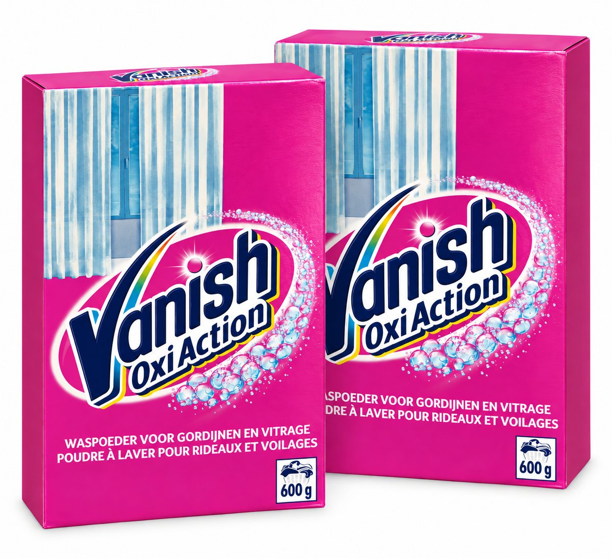 Vanish Oxi Action Waspoeder voor Gordijnen en Vitrage – 2 x 600 g – Gordijnreiniger