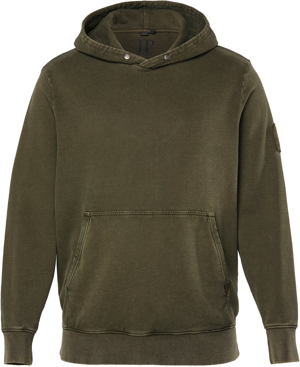 JP 1880 - Heren - Hoodie acid wash sweater met capuchon vintage look tot 8XL - Dennengroen - Maat 5XL