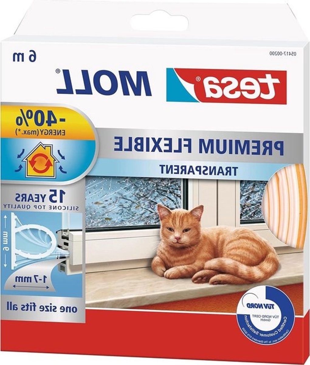 Raamafdichting premium flexibel zelfklevend transparant 6 m (2 x 3 m) x 9 mm x 7 mm - isoleren spleten ramen deuren