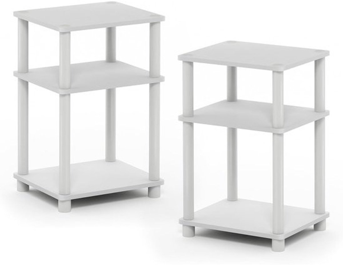 Drie-laags Turn-N-Tube Eindtafel Set voor Kleine Ruimtes, Wit