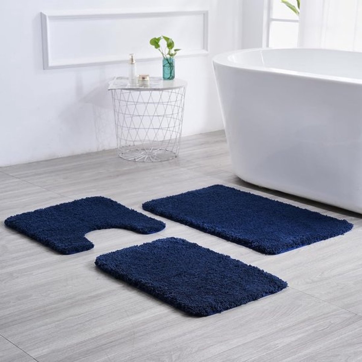 Ronde Blauwe Badmat 67 cm - Waterabsorberend Badtapijt voor Douche en Toilet
