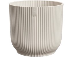 Elho Vibes Fold Rond 40 - Grote Bloempot voor Binnen - 100% gerecycled plastic - Ø 39 x H 36.2 - Linen white