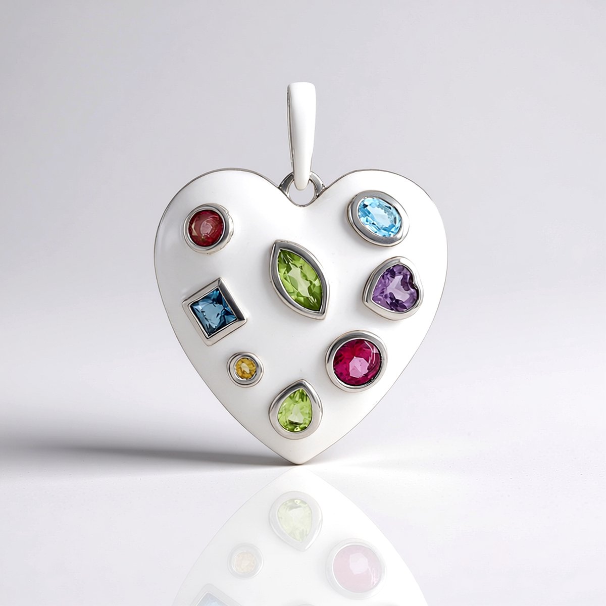 Cavill - Zilveren Hanger 925 Sterling Zilver Gerhodineerd - Hartvormige Amethist & Blauwe Topaas 1,4ct - Kleurrijk & Elegant
