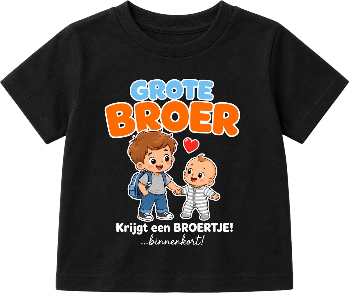 Grote Broer Krijgt Een Broertje T-shirt - Zwangerschap Aankondiging Cadeau – Unisex T-Shirt voor Jongens & Meisjes & Baby Tshirt met Tekst – Creatieve Bekendmaking Zwangerschap voor Opa, Oma & Grote Broer/Zus – Origineel Baby Cadeau – Maat 92-98