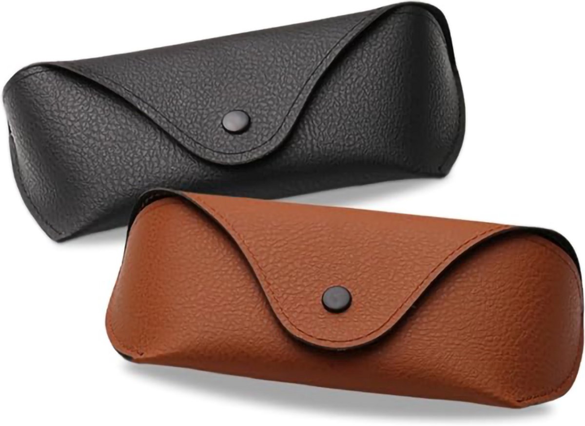 2 stuks Brillenkoker - Zonnebrilhouder - Zonnebrillen accessoires - Brillen hoesje - opbergset voor zonnebrillen - draagbaar - opbergdoos - reisset - unisex - 16.5*7*3.5cm - zwart, bruin