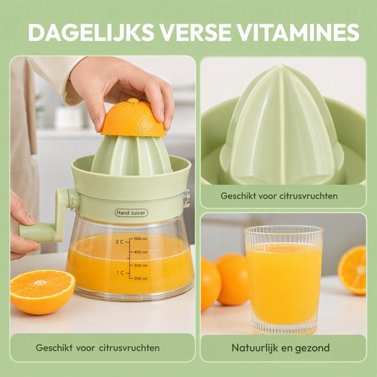 ONF3 - Handmatige Roterende Sapcentrifuge - Fruitextractor - Ideaal voor verse sappen - Groen - Citruspers - Geschikt voor sinaasappels en citro... van Onf3 — afbeelding 5