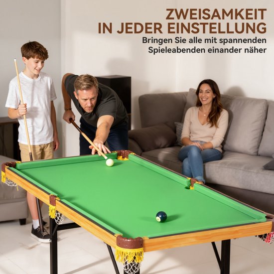 Pooltafelset - Mini pooltafel - Pooltafel speelgoed - Woonkamer pooltafel - Gezinsplezier - Opvouwbaar - Stabiel - Compleet met accessoires - Gemakkelijk schoon te maken - Huisdecoratie - Geschikt voor woonkamer, tuin, competitie (groen, 120*73,5 cm) — afbeelding 3