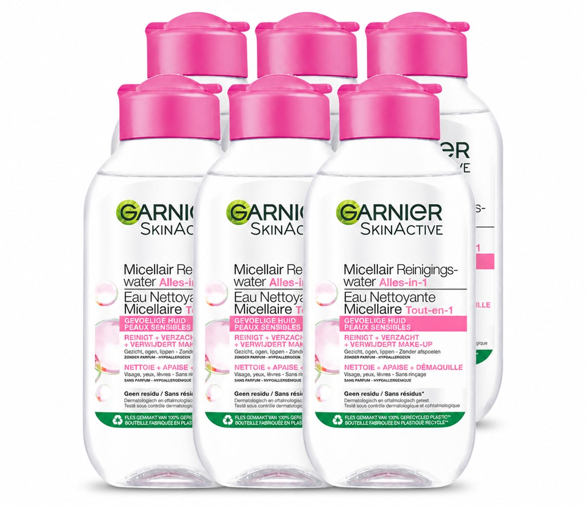 6 x Garnier - SkinActive - Micellair Reinigingswater - Gevoelige Huid - Reisformaat - 100 ml - Voordeelverpakking - 6 stuks