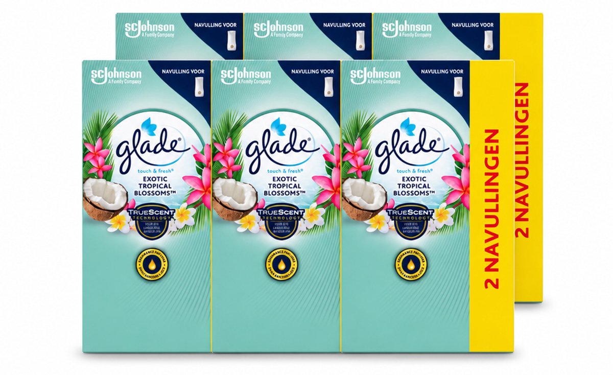 6 x Glade - Touch & Fresh - Exotic Tropical Blossoms - 2x 10 ml - Voordeelverpakking - 6 stuks