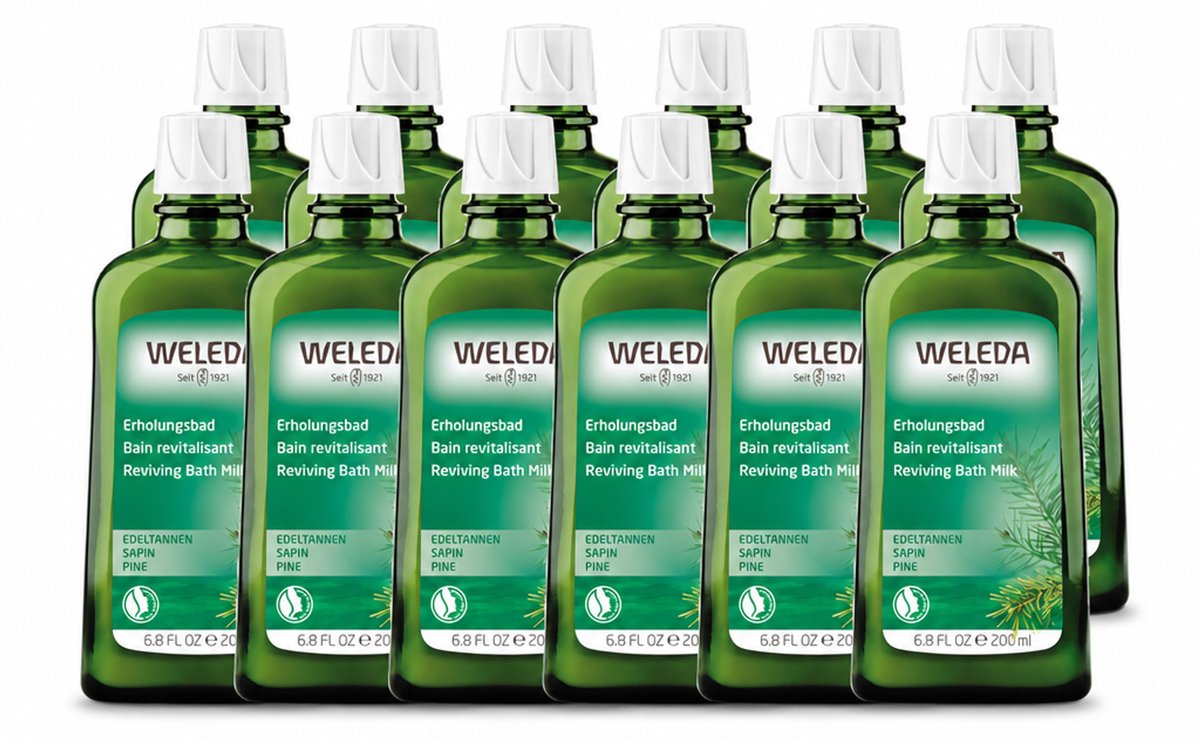 12 x WELEDA - Verkwikkingsbadmelk - Zilverspar - 200 ml - Voordeelverpakking - 12 stuks