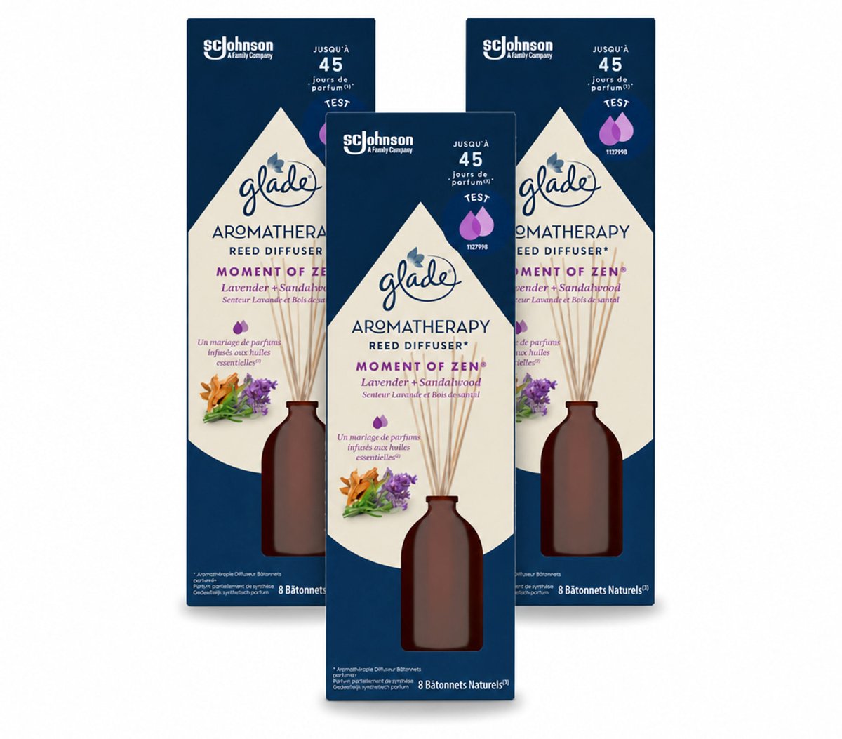 3 x Glade - Geurstokjes Moment van Zen - Aromatherapie Geurverspreiding - 80 ml - Bulkverpakking - 3 stuks