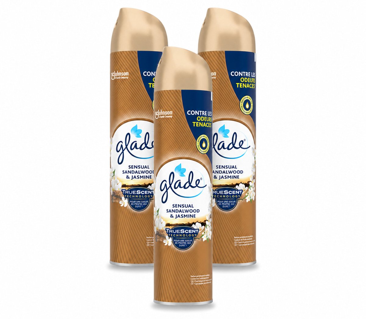 3 x Glade - Luchtverfrisser Spray - Sensual Sandelhout Jasmijn - 300 ml - Bulkverpakking - 3 stuks