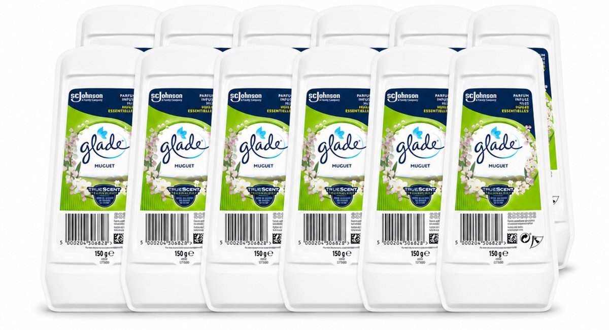 12 x Glade – Luchtverfrisser Gel – Muguet – 150 g - Voordeelverpakking - 12 stuks