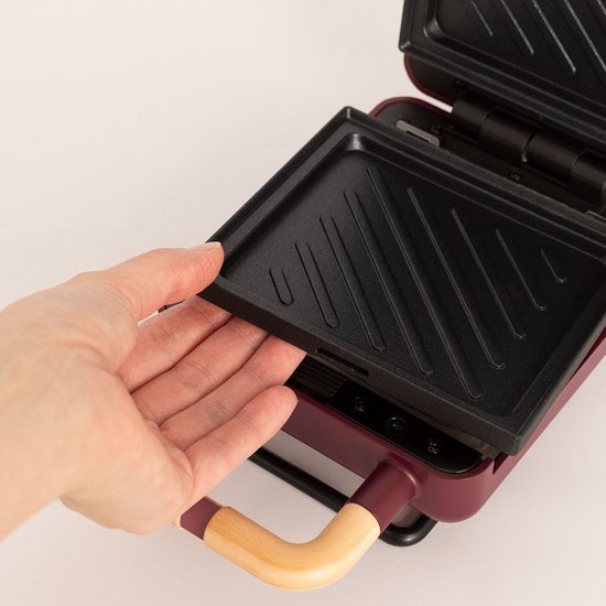 CREATE - Tosti-ijzer, grill en wafelijzer met verwisselbare platen - Bordeauxrood - Individueel - STONE STUDIO — afbeelding 4