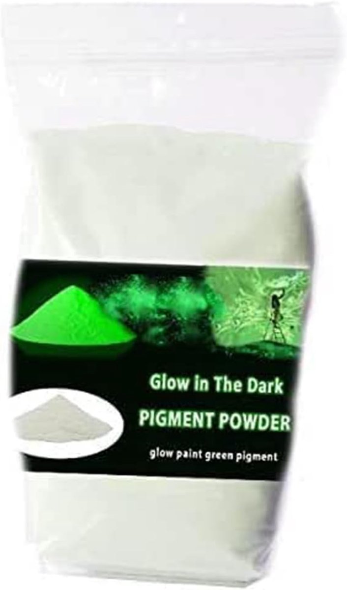 Pigmentpoeder in het donker, fosforescerend pigment op waterbasis voor kleuren, keramiek, kunststof en meer, groen, 100 g