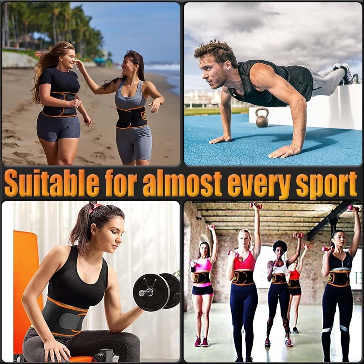 Saunaband – afslankriem voor vetverbranding en gewichtsverlies – shapewear tailletrainer voor buikspieren en afslankspieren – ideaal voor fitness en sport, Zwart, Eén maat