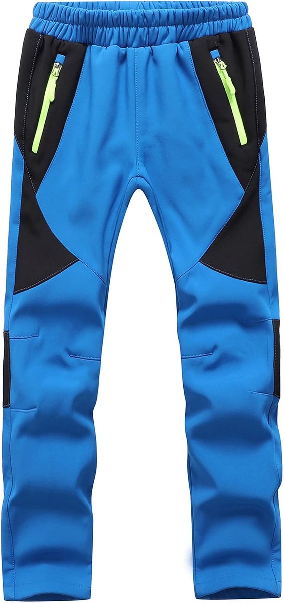softshell skibroek Warm gevoerde thermobroek Winter Waterdichte Winddichte Sneeuwbroek Jongens Meisjes Wandelbroek MSKZ2001-Blue1-L