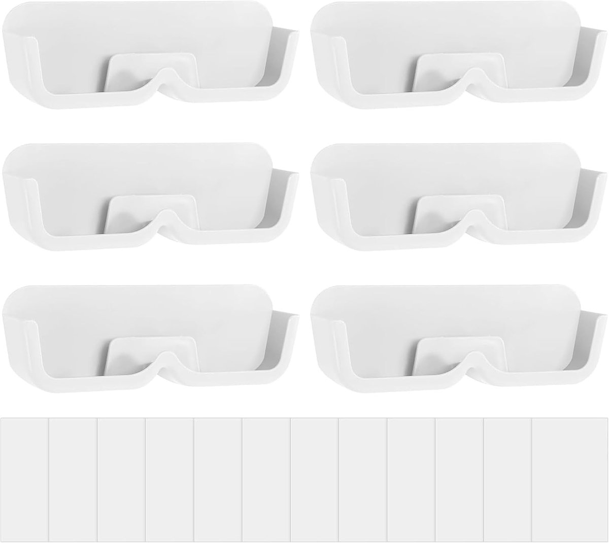 6 stuks zonnebrilhouders voor aan de muur, geen boren nodig, voor het opbergen van brillen (wit)