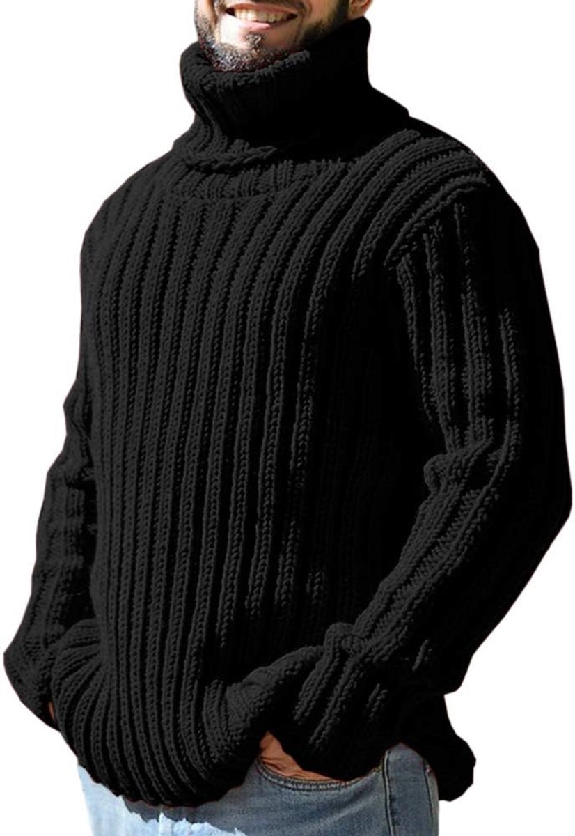 Coltrui voor heren, gebreide trui, vlechtpatroon, herfst, winter, grof gebreid, effen trui, sweater