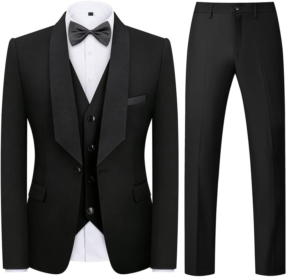 3-delige smoking met één knop, blazer, vest, broeksets voor bruiloft, feest, bal