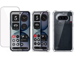 Hoesje met Screenprotector - Geschikt voor Nothing Phone 4a - Extreme Shockproof - Tempered Glass - Siliconen Case - Transparant