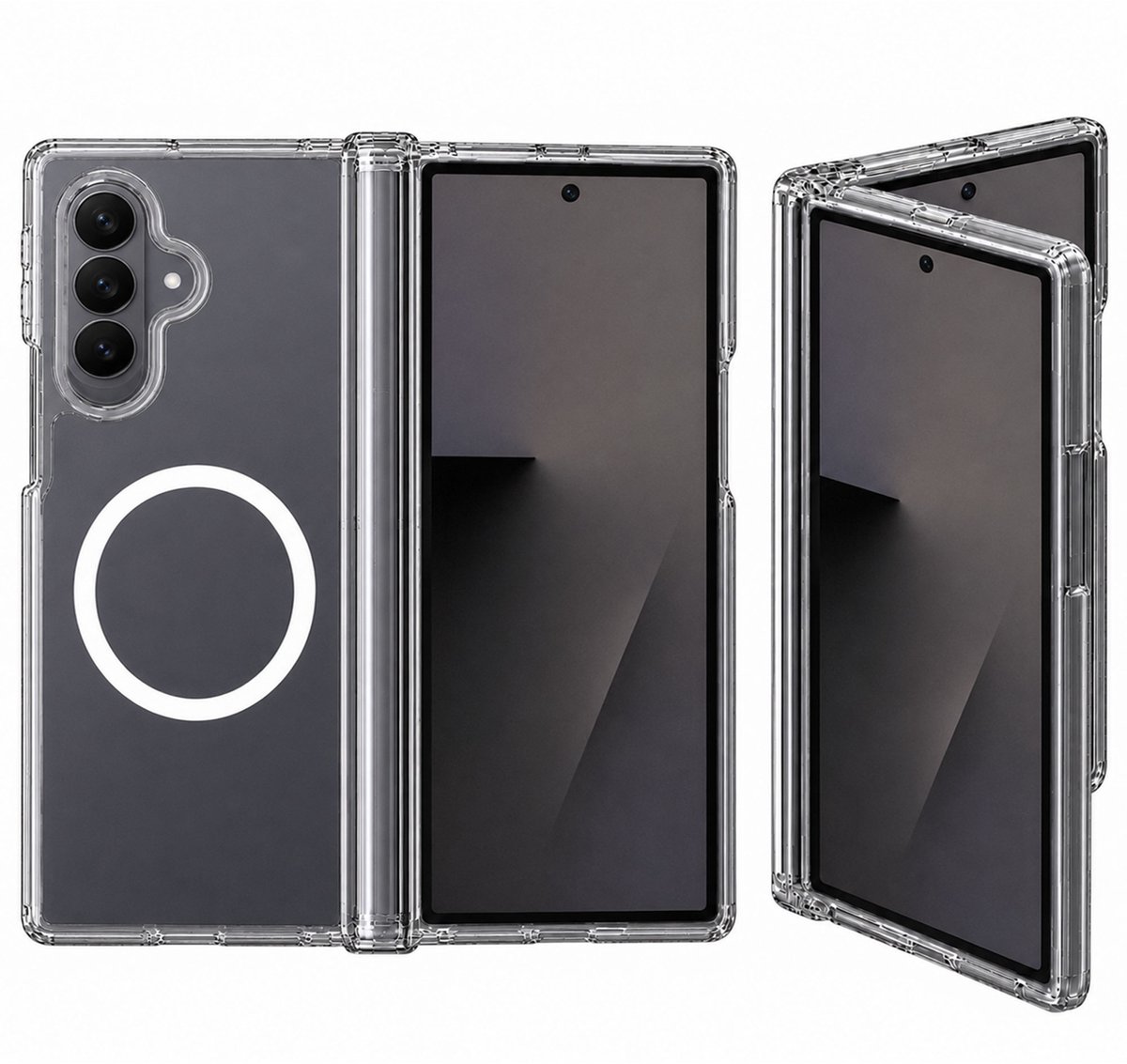 Hoesje geschikt voor Samsung Galaxy Z Fold 8 - Luchtkussens - Magsafe - Siliconen Hoes- Transparant - geschikt voor Samsung Galaxy Z Fold 8