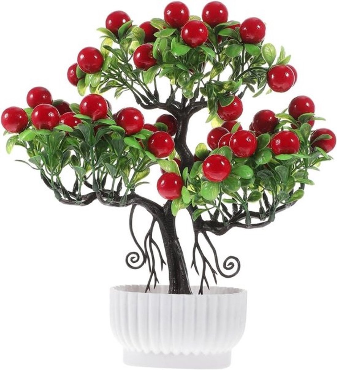 Realistische Nepplant in Pot - Kleine Fruitboom met Plastic Bladeren en Vruchten voor Thuisdecoratie