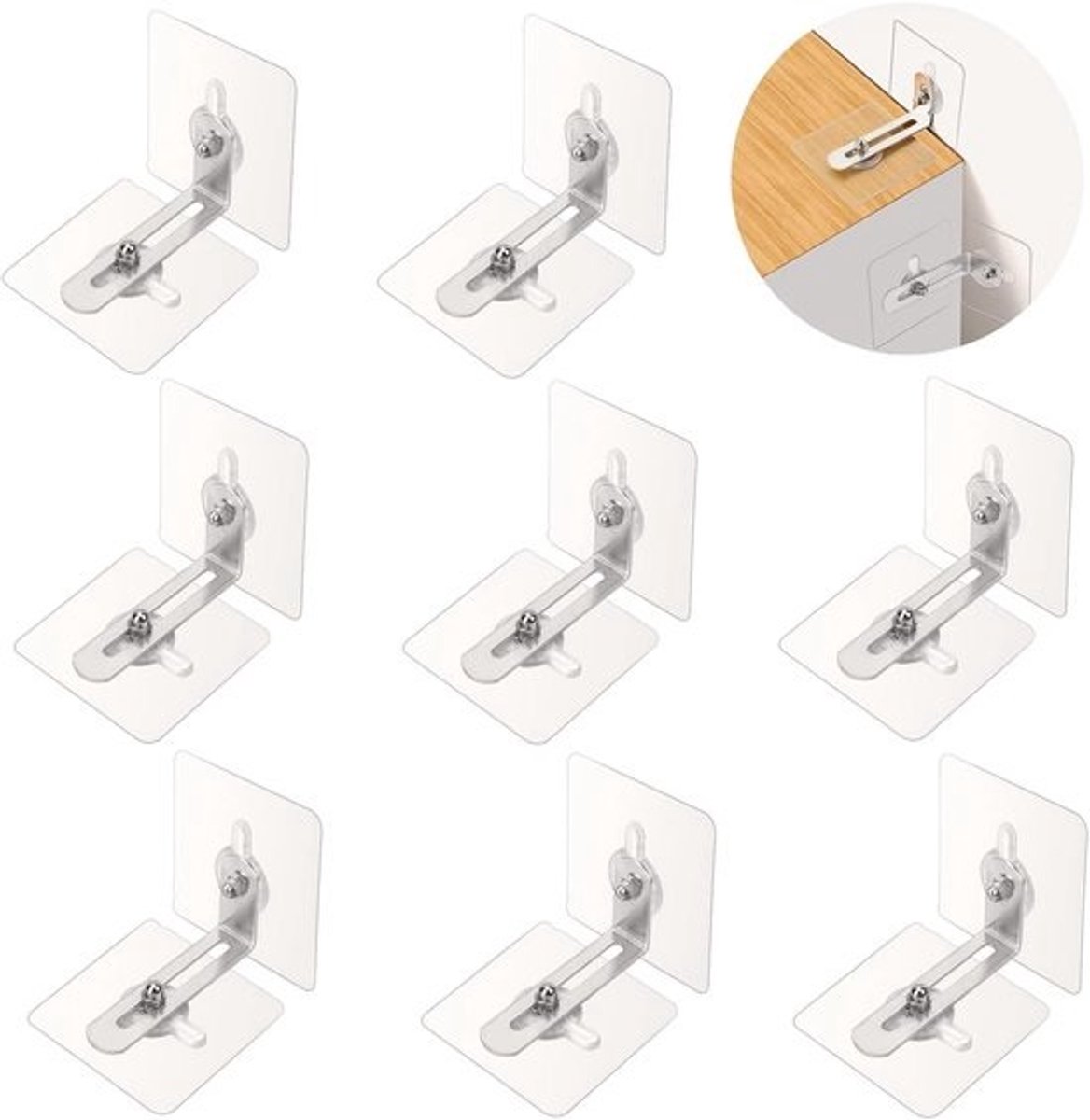Meubelhoekbeschermers - Set met wandankers - Kinderen beveiligen - Zonder boren - 8 sets - Transparant
