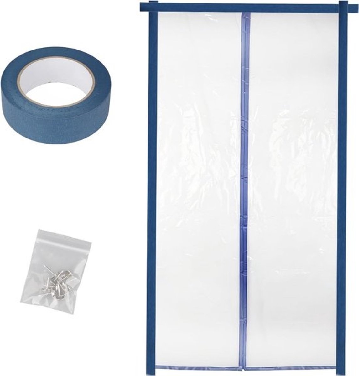 Grote stofcontainer met scharnier en magnetische sluiting - 220 x 110 cm, stofdichte folie voor woningdecoratie, renovatie en nieuwbouw - 1 stuk, transparant
