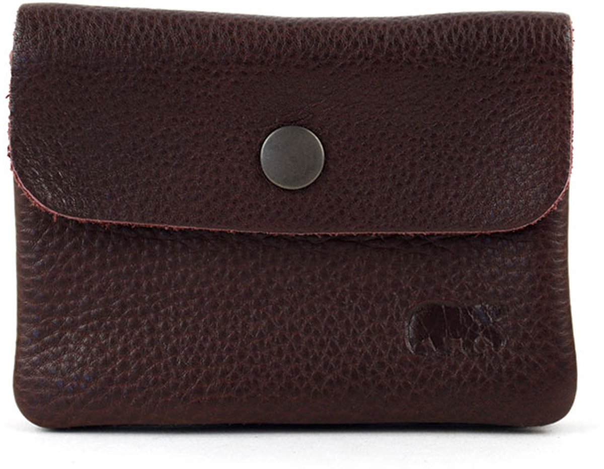 Bear Design Pietje Leren Portemonneetje - Bordeaux Rood