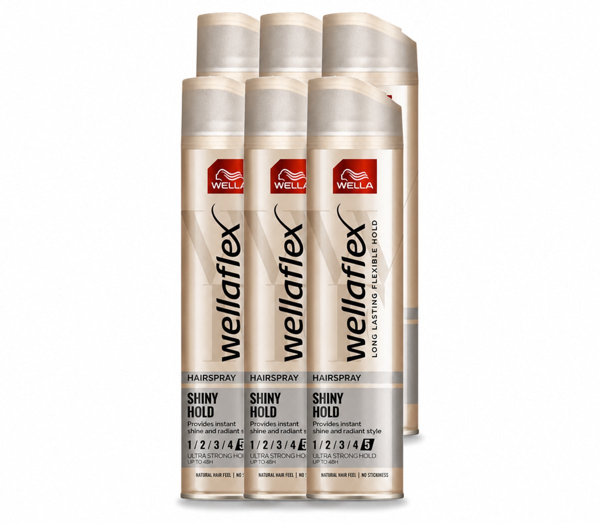 6 x Wella – Flex Shine Ultra Strong – Haarspray – 250 ml - Voordeelverpakking - 6 stuks