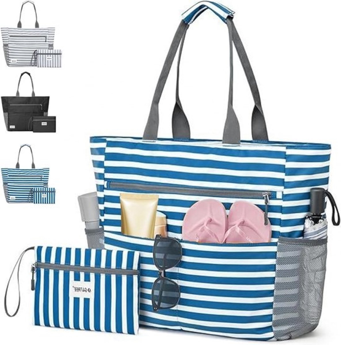 Grote Strandtas voor het Gezin, XL Sporttas met Mini Badtas - Ideaal voor Vakantie, Winkelen en Dagelijks Gebruik