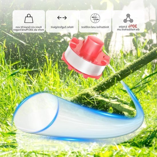 2 mm Grastrimmer Spoel, 8 m Lengte, Geschikt voor Einhell Trimmers, Inclusief 4 Spoelen, 1 Dop en 1 Veer, Tuinaccessoires voor Efficiënt Grastrimmen — afbeelding 2