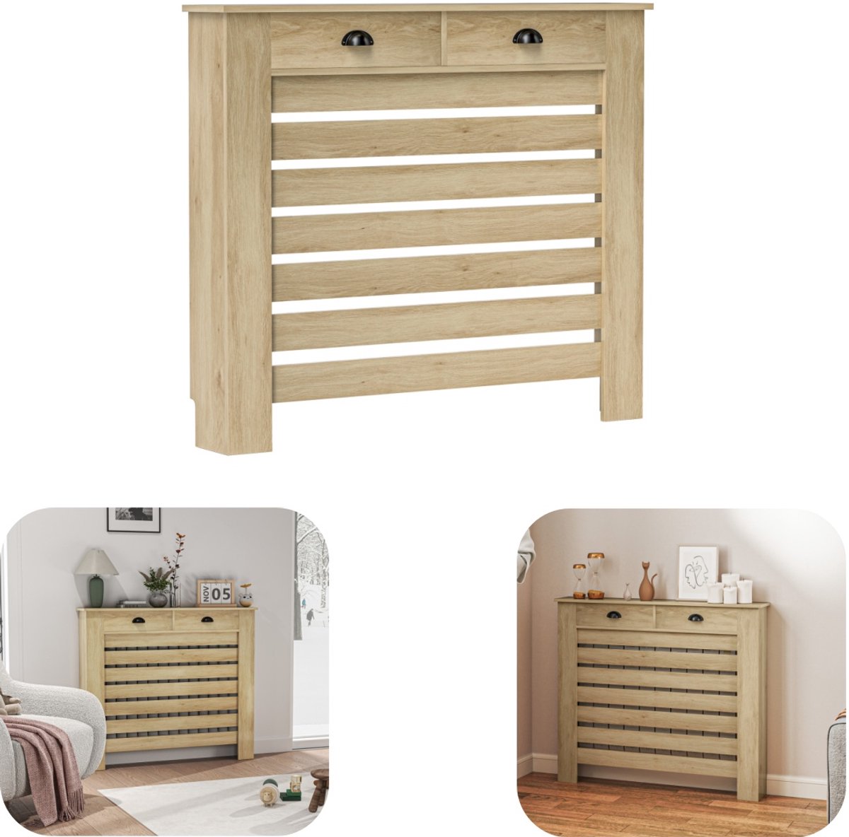 Beschermkap - Verwarming beschermer - Isolatiedeksel - Verwarming isolatiedeksel - Kantelbeveiliging - Gemakkelijk te installeren - Met lade - Met sluiting - Huisaccessoires - Geschikt voor verwarmingen, muren, interieur (wit, 78*81 cm)