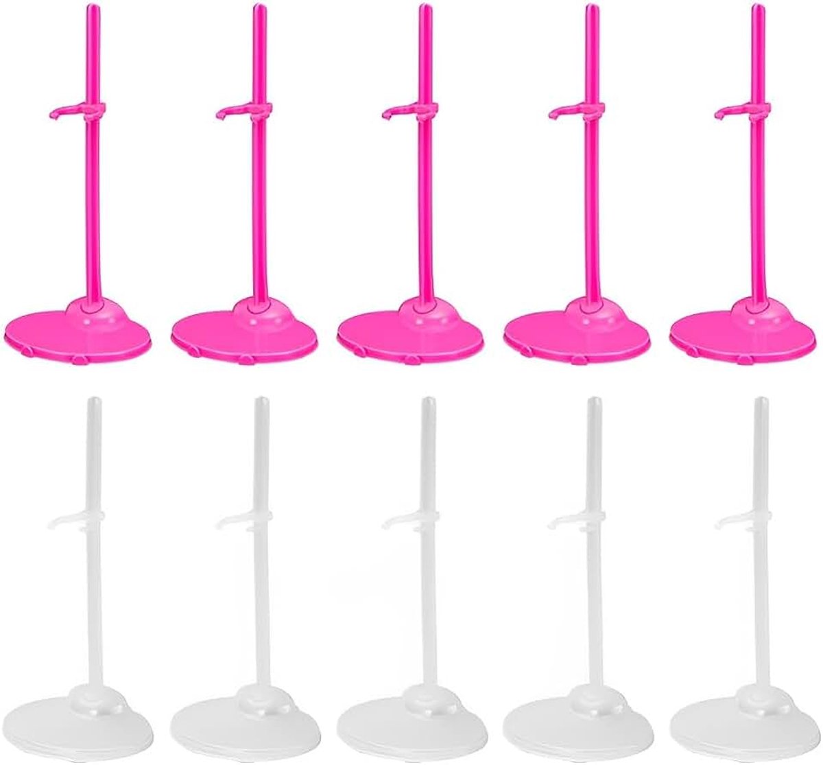 10 stuks poppenstandaard, poppenstandaard van kunststof, transparante poppenstandaard voor poppen van 28 tot 33 cm, Meerkleurig