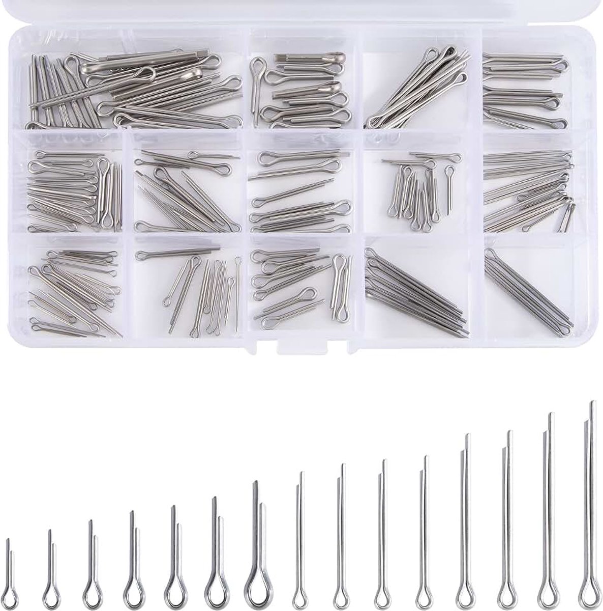 Zekeringpennen van roestvrij staal M1 M1.5 M2 M2.5 M3 bouten bouten kit met opbergdoos 15 maten 150 stuks