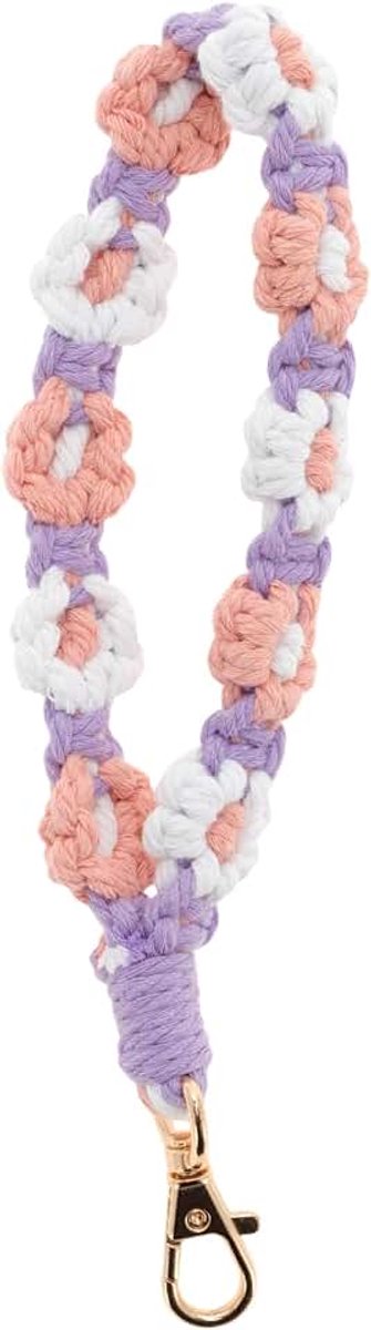 Sleutelhanger, Boheemse stijl, polssleutelhanger, exclusieve macramé-sleutelhanger voor vrouwen, paars