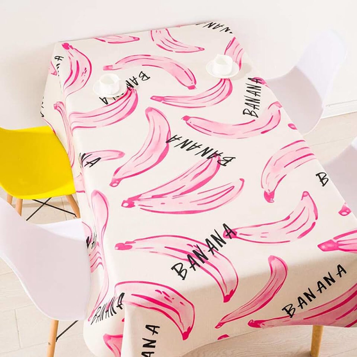 Tafelkleed stof ins Europese katoen en linnen kleine verse salontafel doek rond bureau tafelkleed, roze banaan, 170 * 110cm