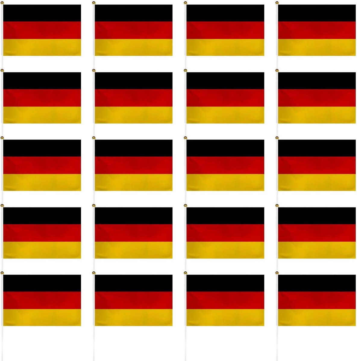 20 stuks Duitse zwenkvlaggen, Duitse fanvlaggen, Duitse fanvlaggen, Duitse symboolhandzwenkvlaggen, sportevenementendecoratievlaggen, vlaggenaccessoires