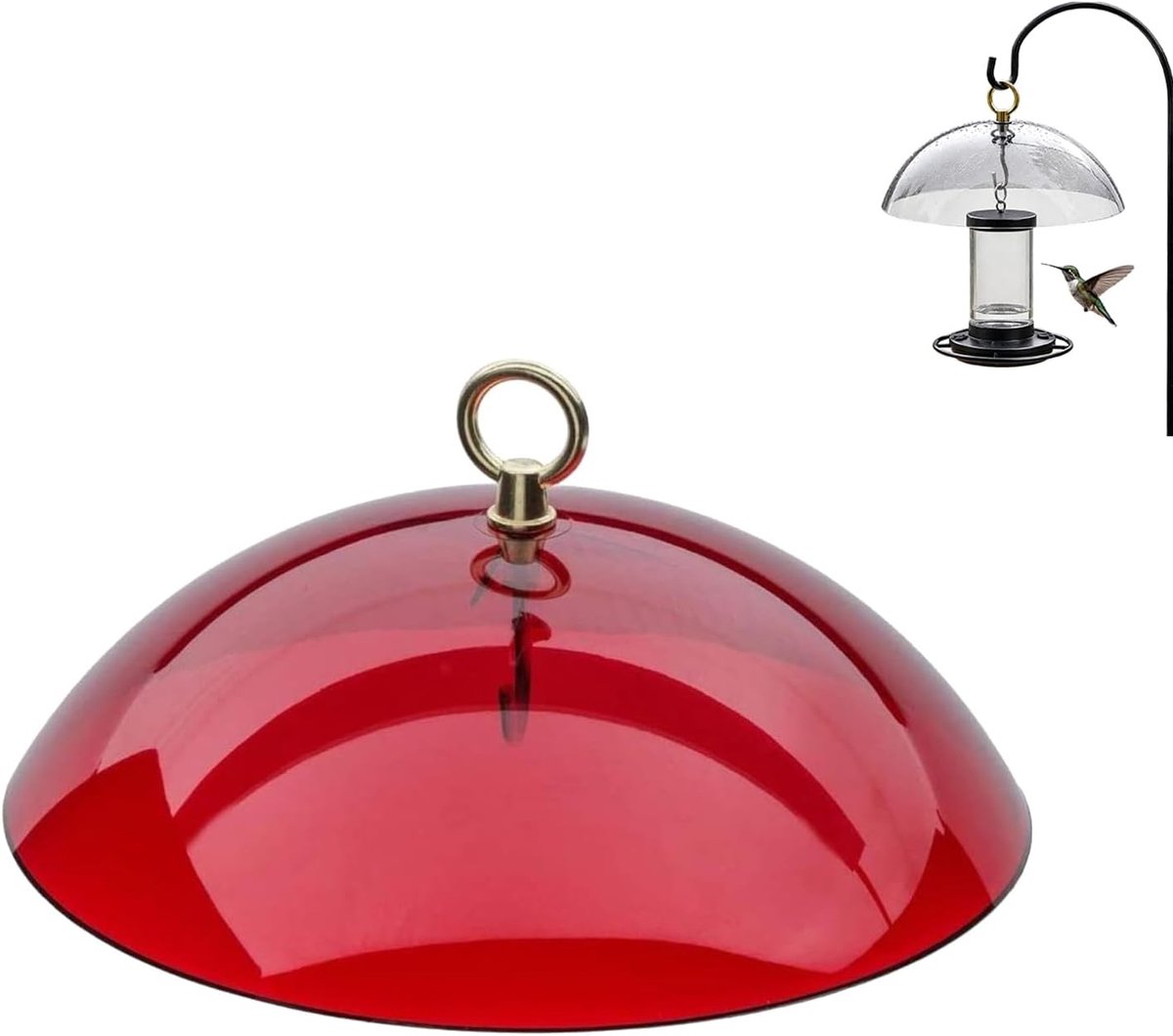 Beschermhoes voor kolibrievoeder - Afscherming voor kolibrievoeder - Hangende regenhoes - Geschikt voor vogelvoeders - Beschermhoes tegen eekhoorns en kolibries - Rood - 26*26*8 cm