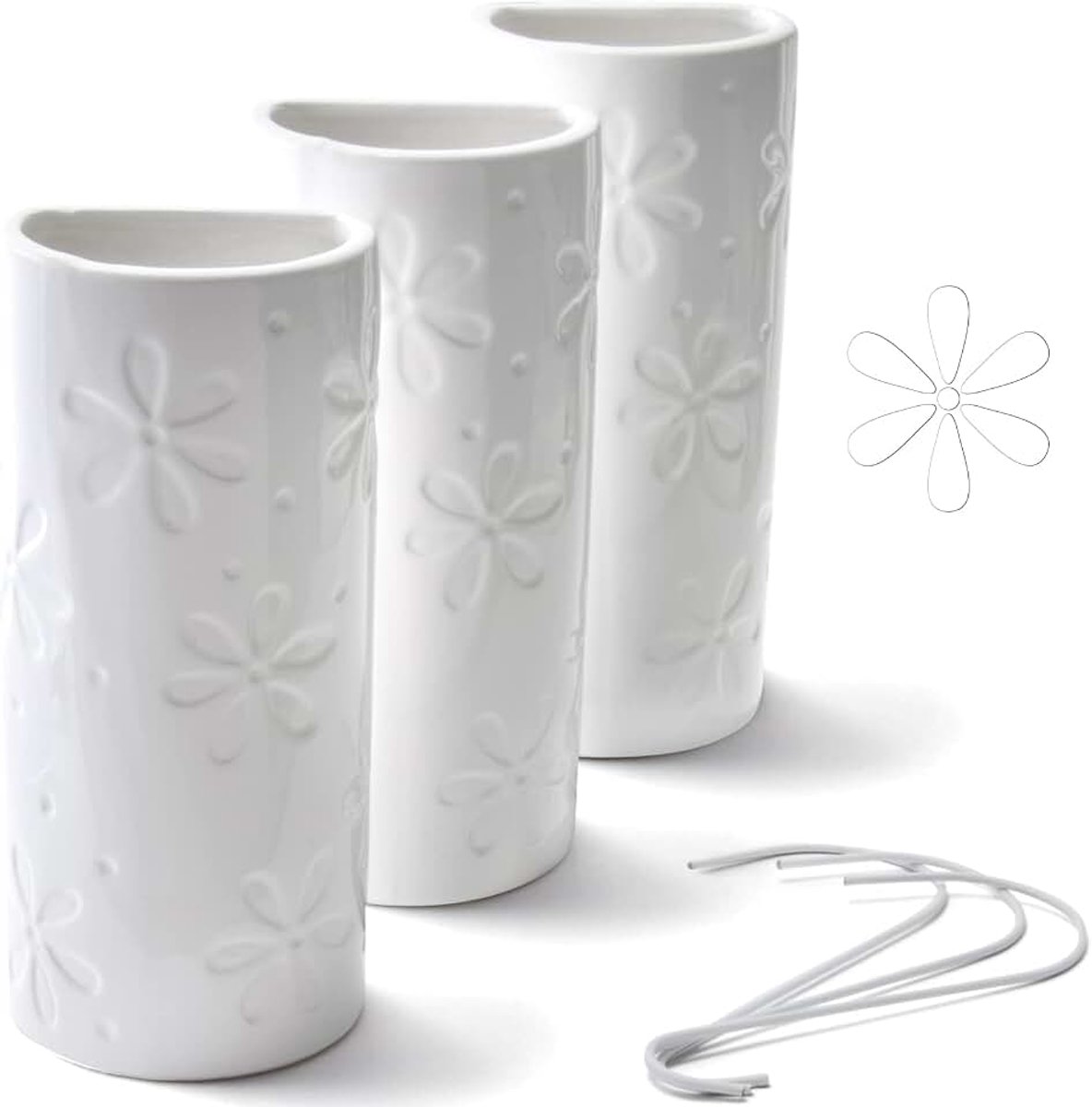 Radiator luchtbevochtiger met bloemenmotief - keramiek waterverdamper voor de verwarming - 3 stuks