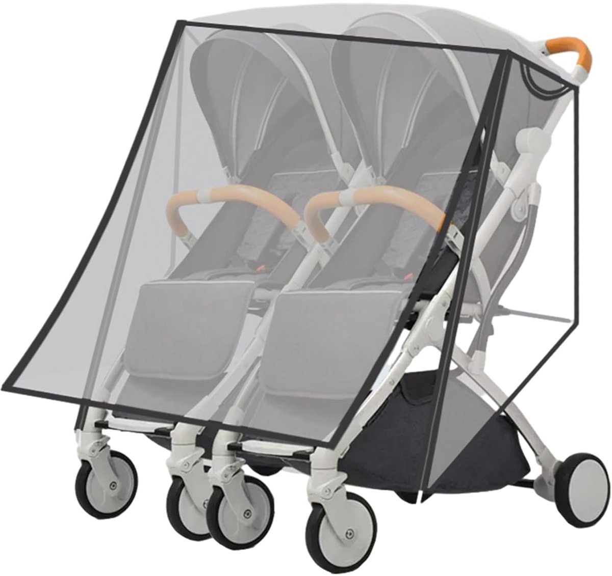 Regenhoes Geschikt voor duowandelwagen, universele regenhoes Geschikt voor duowandelwagens naast elkaar, hoes Geschikt voor tweelingwandelwagen, reishoes Geschikt voor baby's, past op de meeste duowandelwagens.