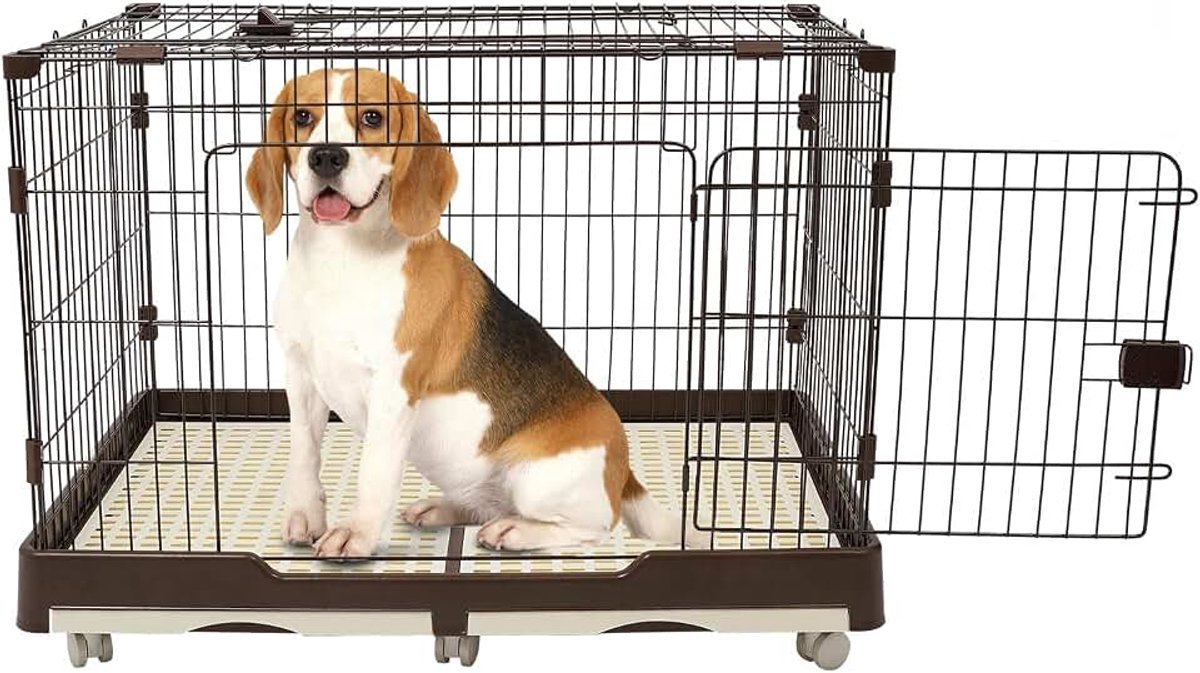 Huisdierenkooi, huisdiertransporter, draagbare huisdierkooi, koffiekleur, reiskoffer voor dieren, praktisch dierentransport