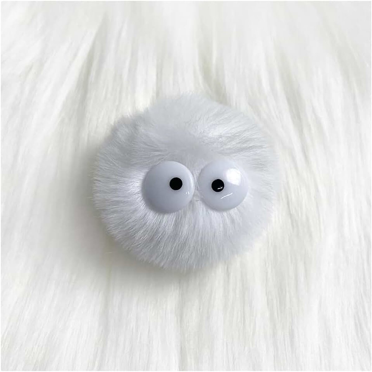 5 cm kunstbont pompon met cartoonogen pluche ballen konijnenbont pompon bontpompon kunstbont pompon voor mutsen tas decoratie sleutelhanger wit 20 stuks