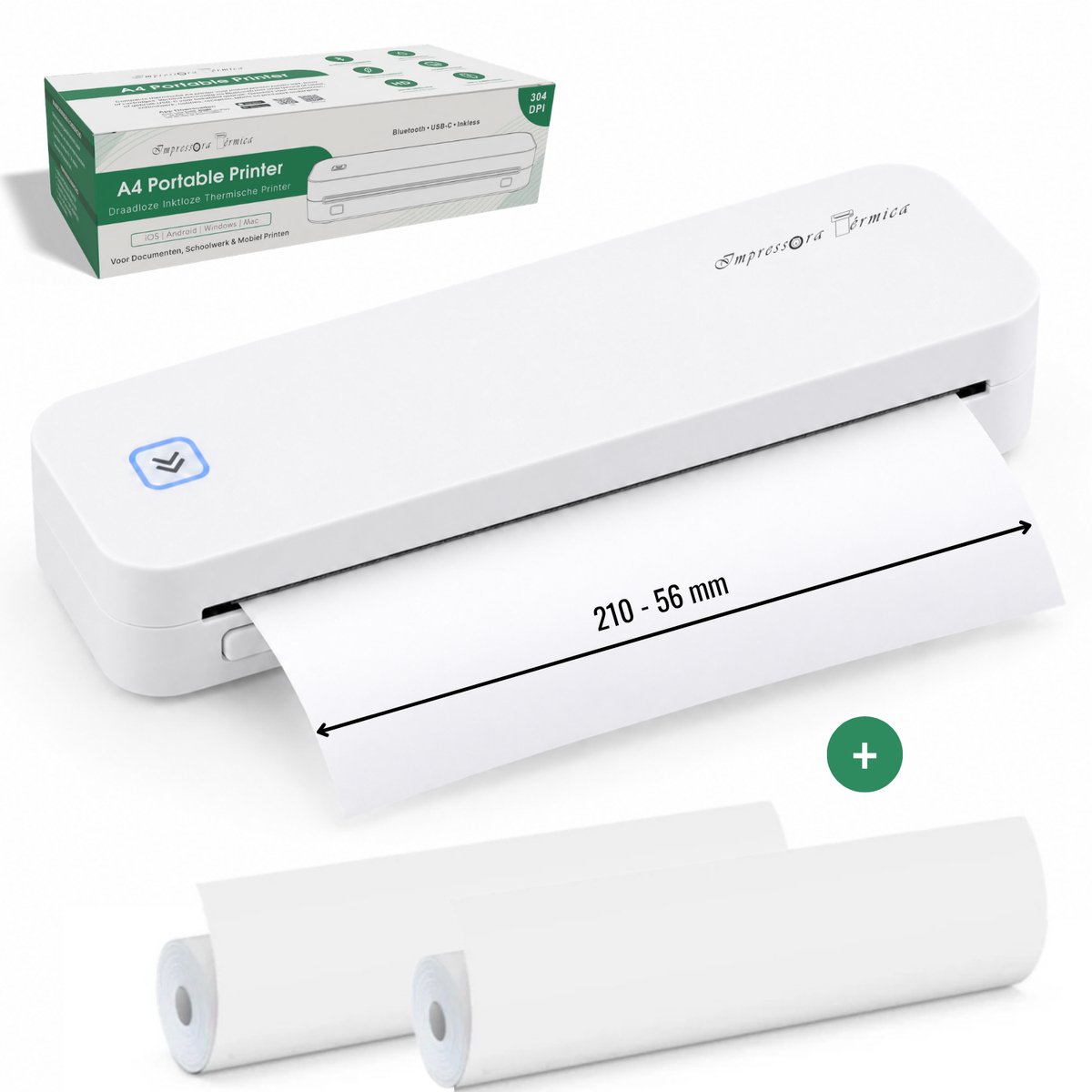 Bol.com Impressora Térmica® - Draadloze thermische printer - Mini Printer voor Mobiel/Tablet/Laptop - 304 DPI - Pocket Printer -... aanbieding